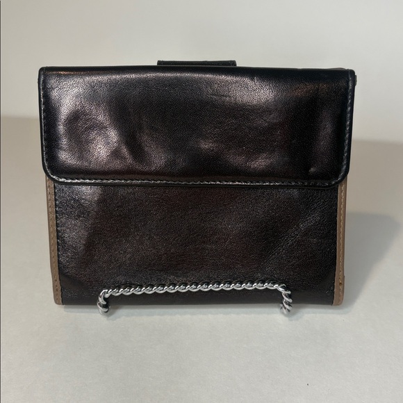 Bally black leather bifold wallet with brown trim - Picture 2 of 9